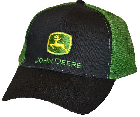 John Deere Black and Green Mesh Hat Cap - tractorup2