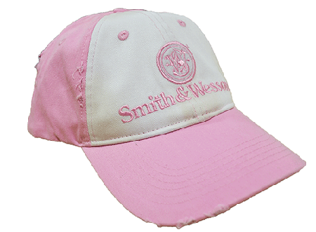 Smith & Wesson Pink/White Two Tone Distressed Logo Hat - tractorup2