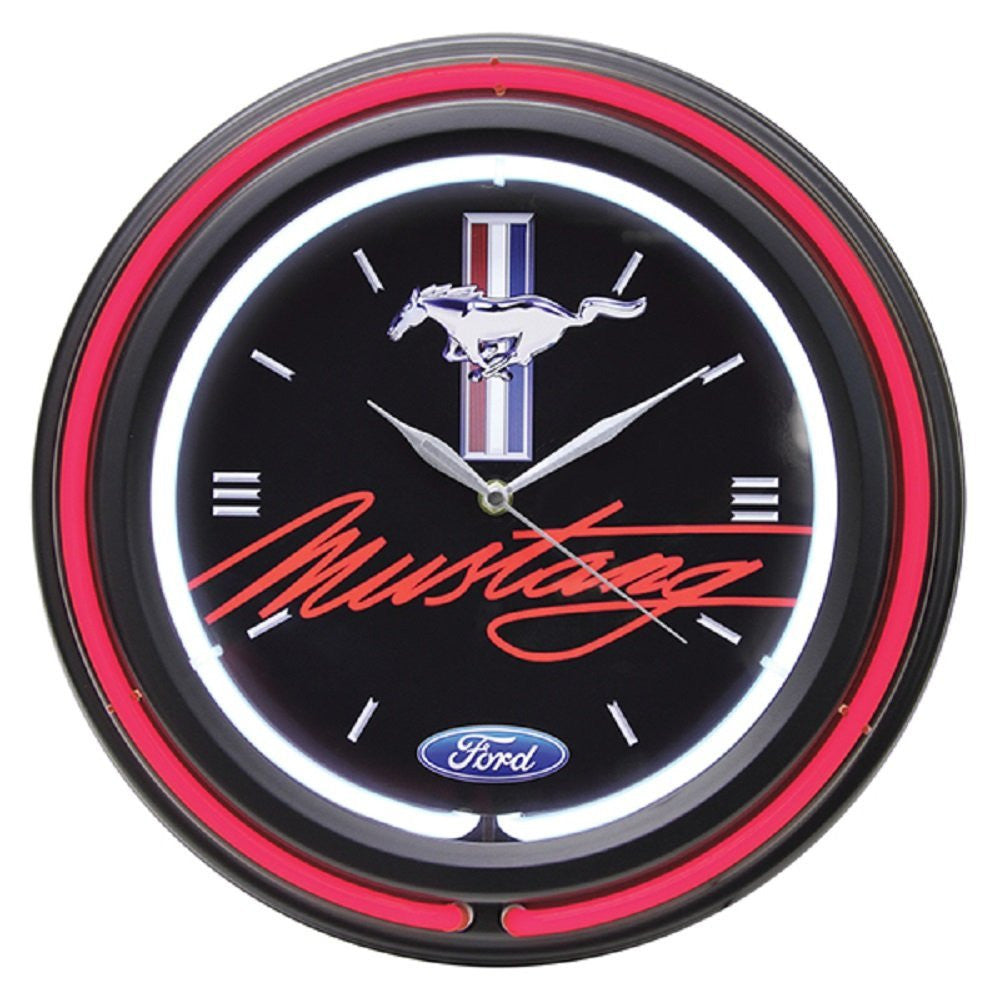 Ford Double Neon 15" Wall Clock, Ford Mustang - tractorup2