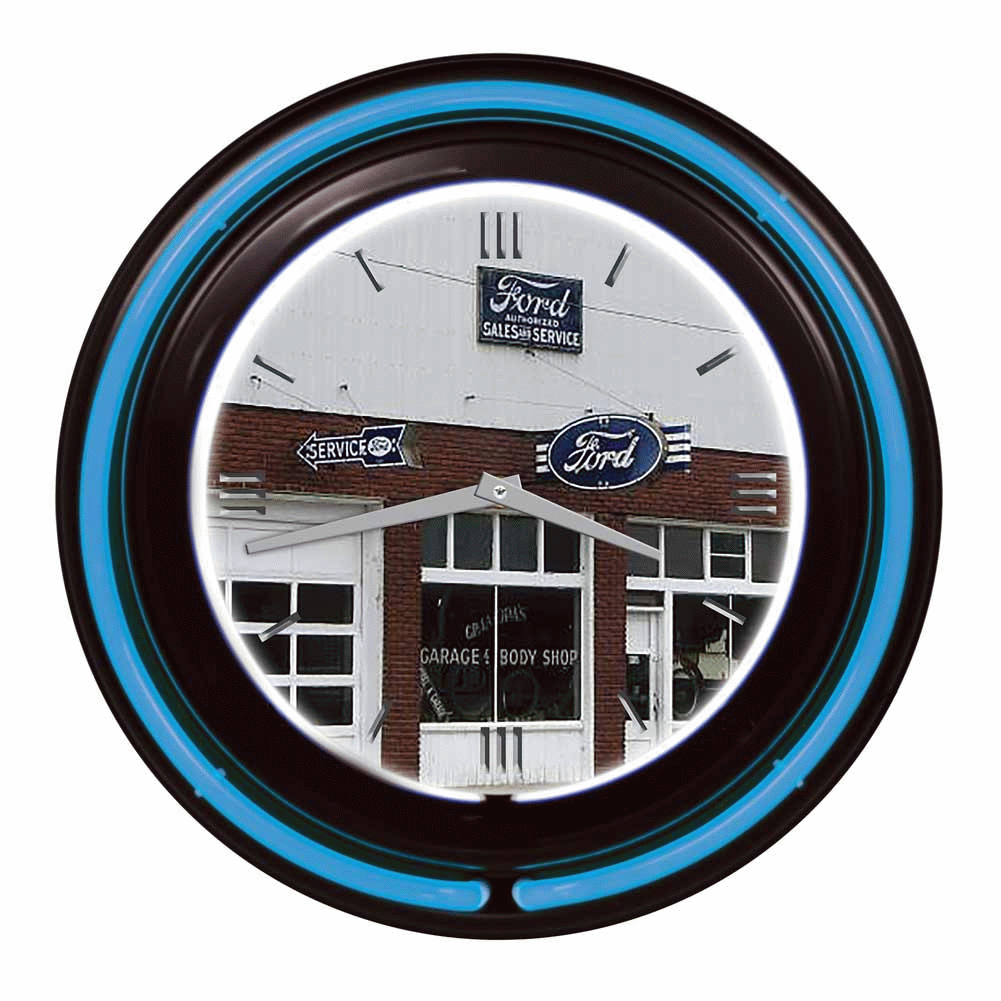 Ford Double Neon 15" Wall Clock, Ford Garage - tractorup2