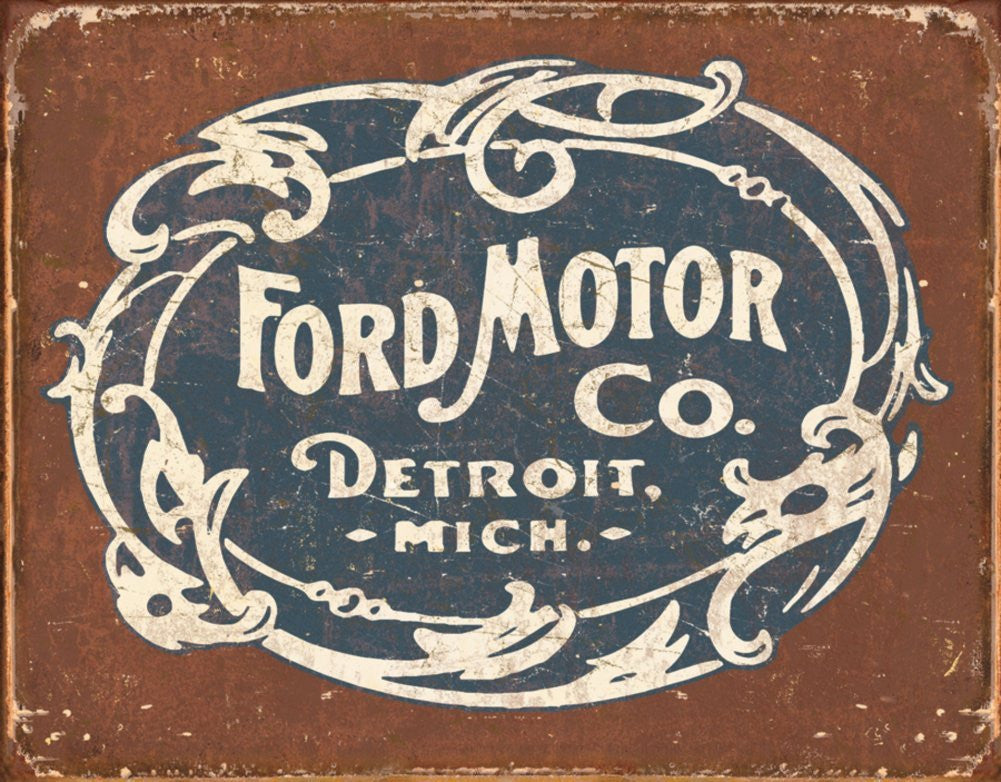 Ford Motor Co Historic Logo Distressed Retro Vintage Tin Sign - tractorup2