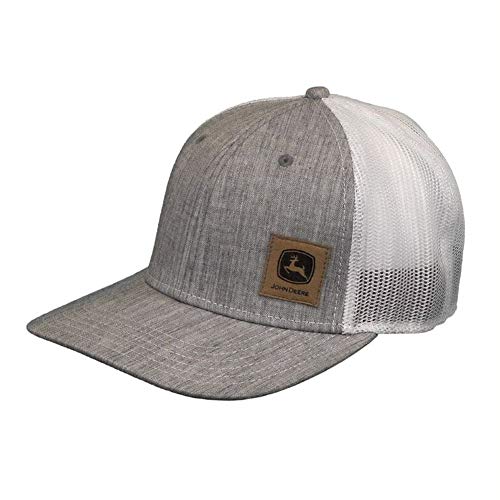 John Deere Twill Oxford Mesh Hat W/Sueded Patch, Gray - tractorup2