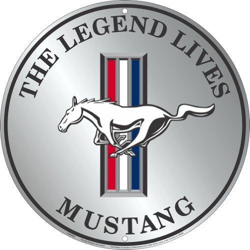 Ford Mustang The Legend Lives Embossed Metal Circular Sign CS60063 - tractorup2