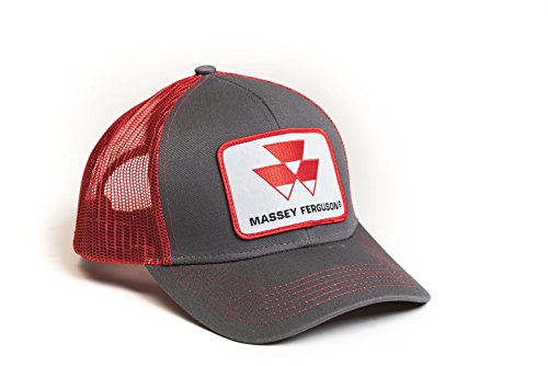 Massey Ferguson Tractor Hat, Gray with Red Mesh Back - tractorup2