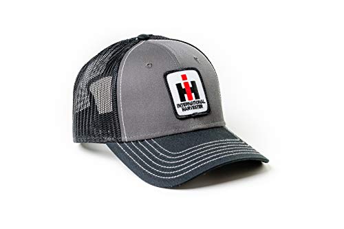 J&D Productions International Harvester IH Logo Hat, Gray with Black Brim and Mesh Back