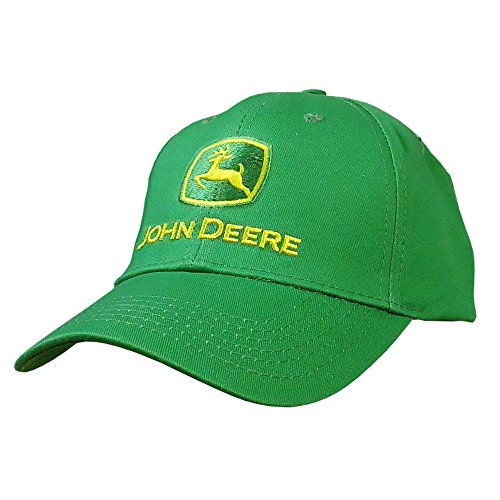 John Deere Men's Trademark Logo Core Baseball Cap, Green, Yellow Logo, One Size - tractorup2