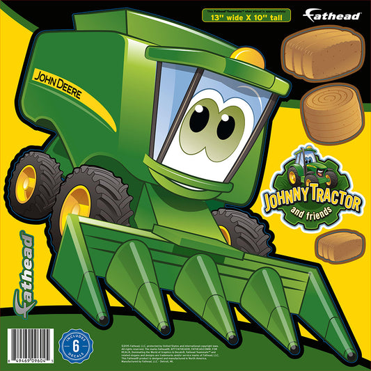 John Deere Cartoon Combine 13"x10" FatHead Peel and Stick Decal - tractorup2