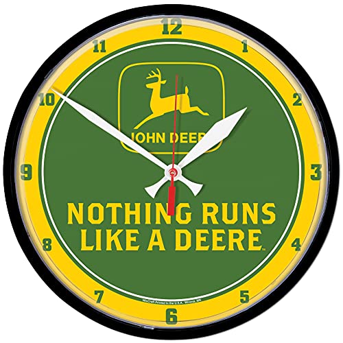 WinCraft John Deere Clock Round Nothing Runs Like A Deere Logo