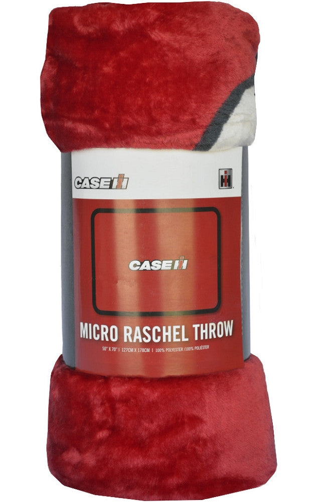 Case IH Logo Micro Raschel Thick Red Blanket 50" x 70" - tractorup2