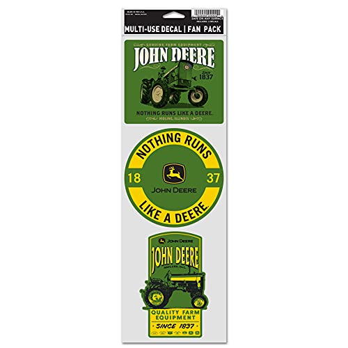 WinCraft John Deere 3 Pack Multi-USE Decals 3.75X12 Tractor