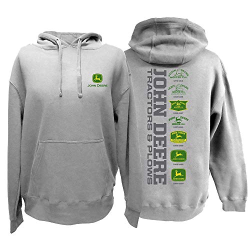 John Deere Vintage Trademarks Hoodie, Gray - tractorup2