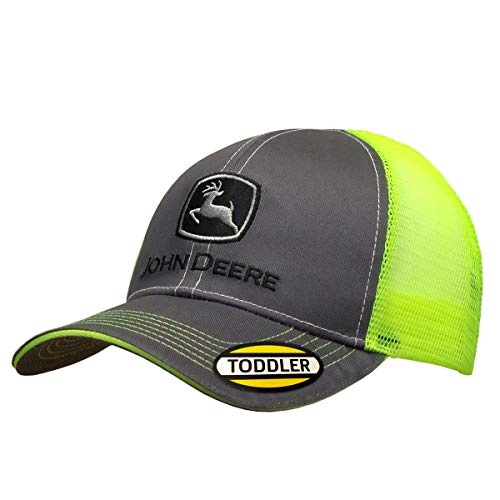 John Deere Toddler Kids Neon Mesh Back Cap-Charcoal - tractorup2