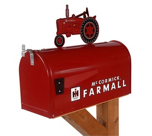 McCormick Farmall "M" Rural Style Mailbox with Tractor Topper - tractorup2